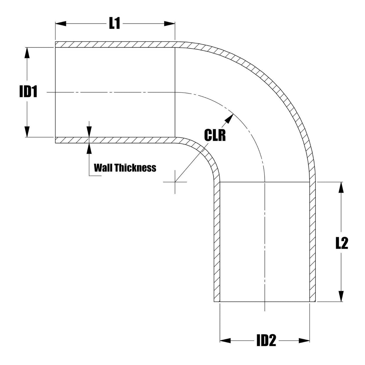 4.5inch 4-Ply Reinforced 90 Degree Elbow Coupler Silicone Hose Black K149421