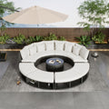 9-Piece Rattan Wicker Outdoor Sofa Set with Tempered Glass Coffee Table L834
