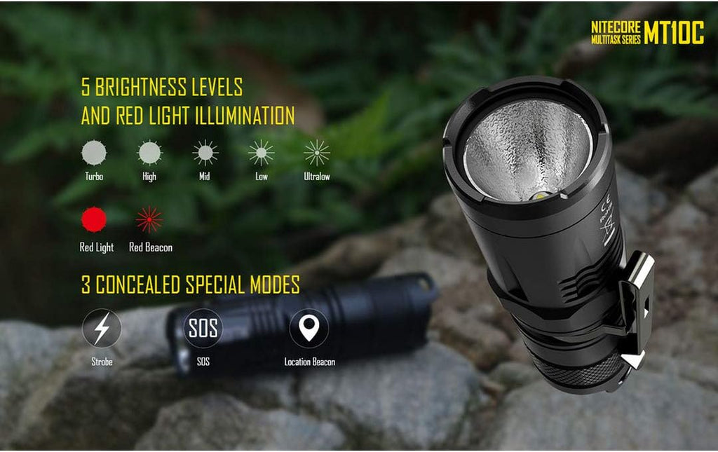 Tactical Flashlight with Red Light, Rechargeable Battery, and Battery Organizer Pack of 2 E565690