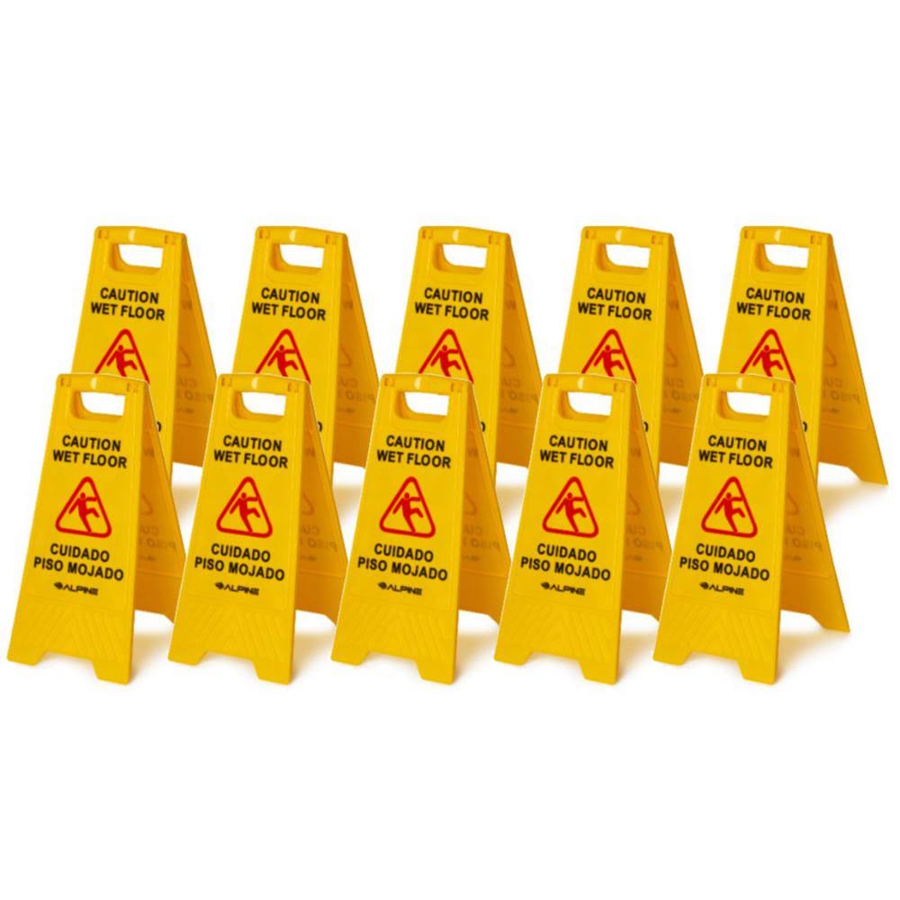 24 in. Yellow Multi-Lingual CAUTION Wet Floor Sign (10-Pack) J714124