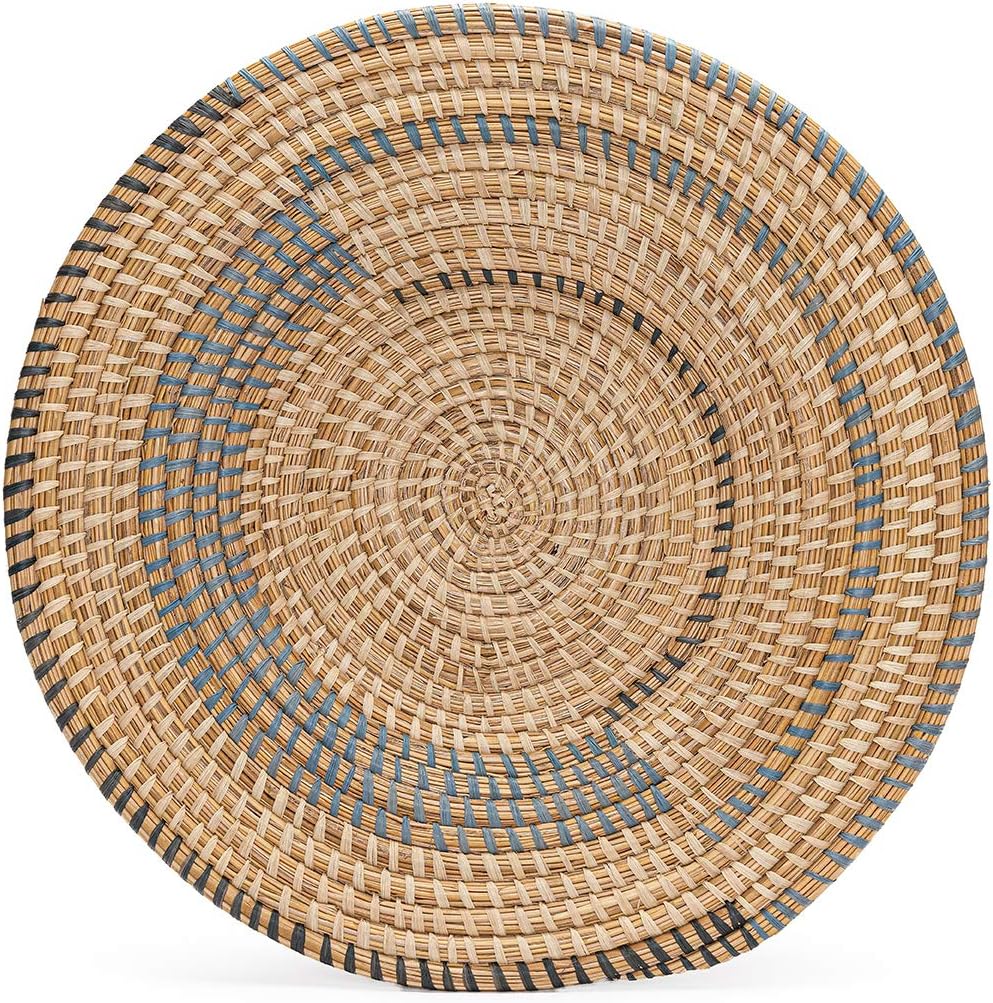Wall Plate Set of 3, Natural Raffia Woven Wall Basket Decor, Dark Gray Pack of 2 L75772