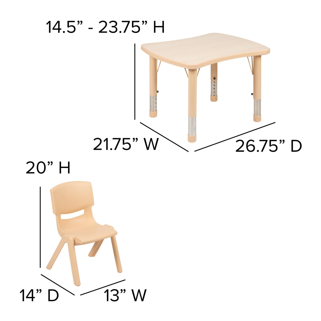 Beige Rectangle Plastic Activity Table Set with 4 Chairs B420