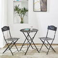 Grey 3 Piece Patio Bistro Set with Folding Chairs B287213