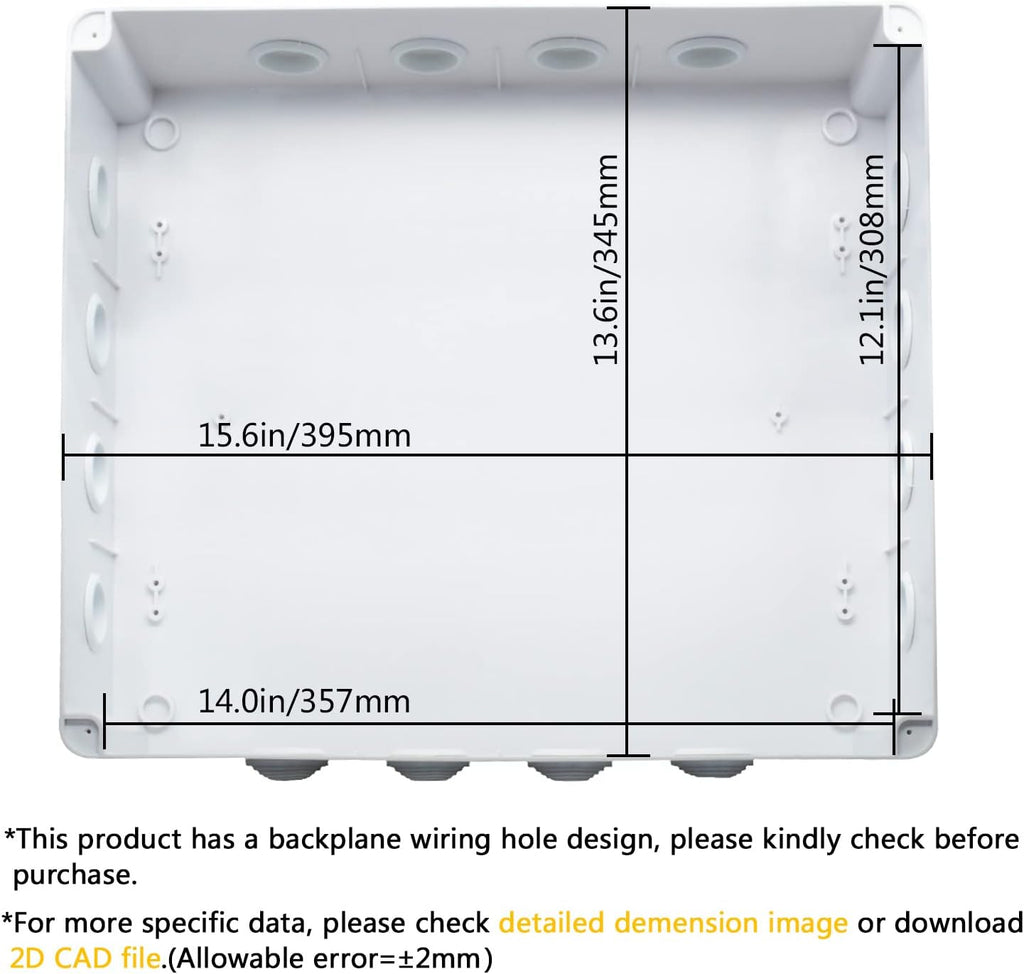 White ABS Plastic IP65 Junction Box Electrical Project Enclosure 15.7 x 13.8 x 4.7 inch Pack of 2 V150664