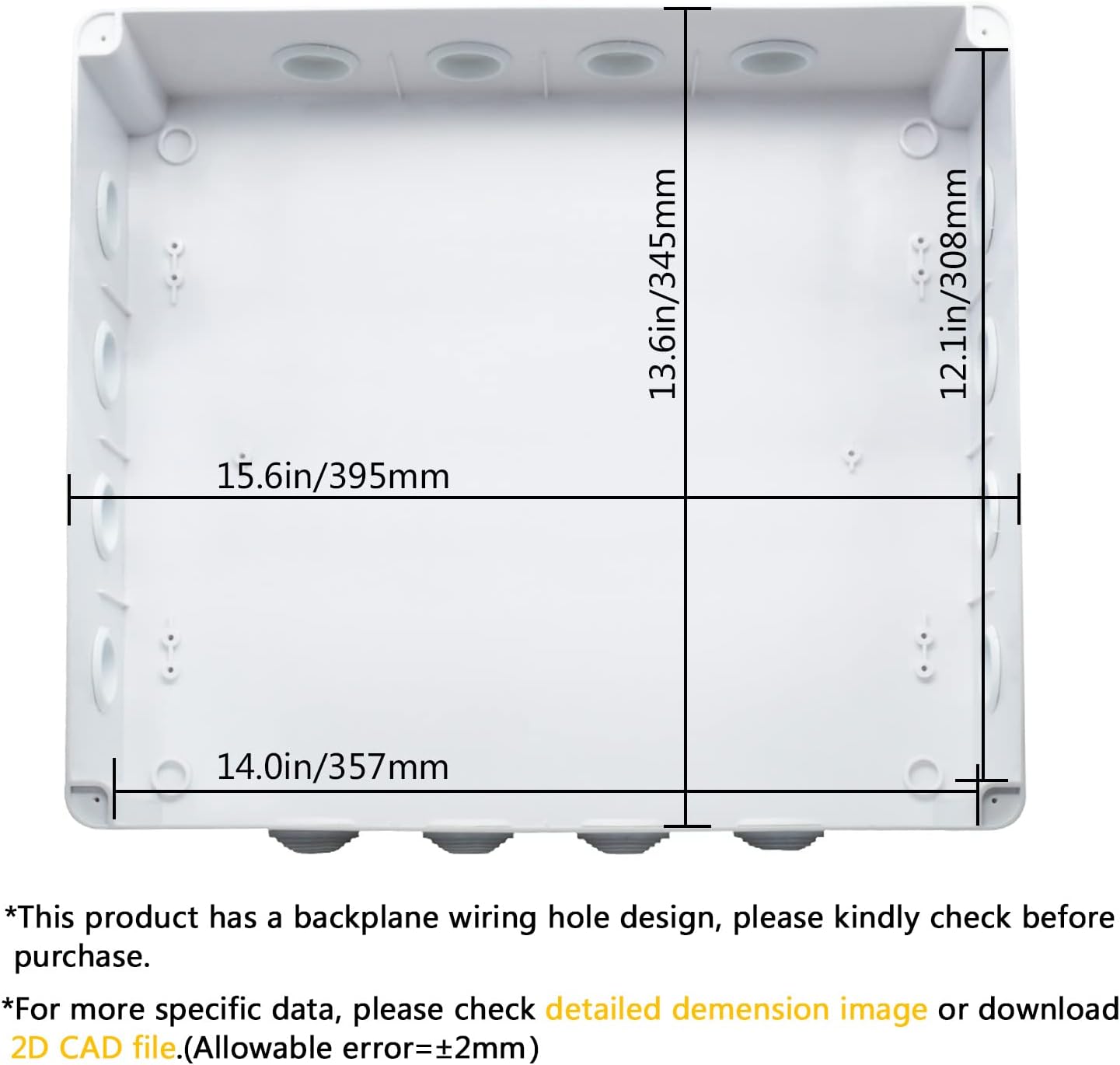 White ABS Plastic IP65 Junction Box Electrical Project Enclosure 15.7 x 13.8 x 4.7 inch Pack of 2 V150664