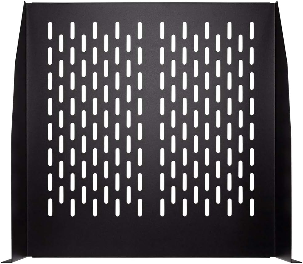 2U 19-Inch Heavy Duty Vented Rack Mount Cantilever Fixed Server Cabinet Shelf Black O289235