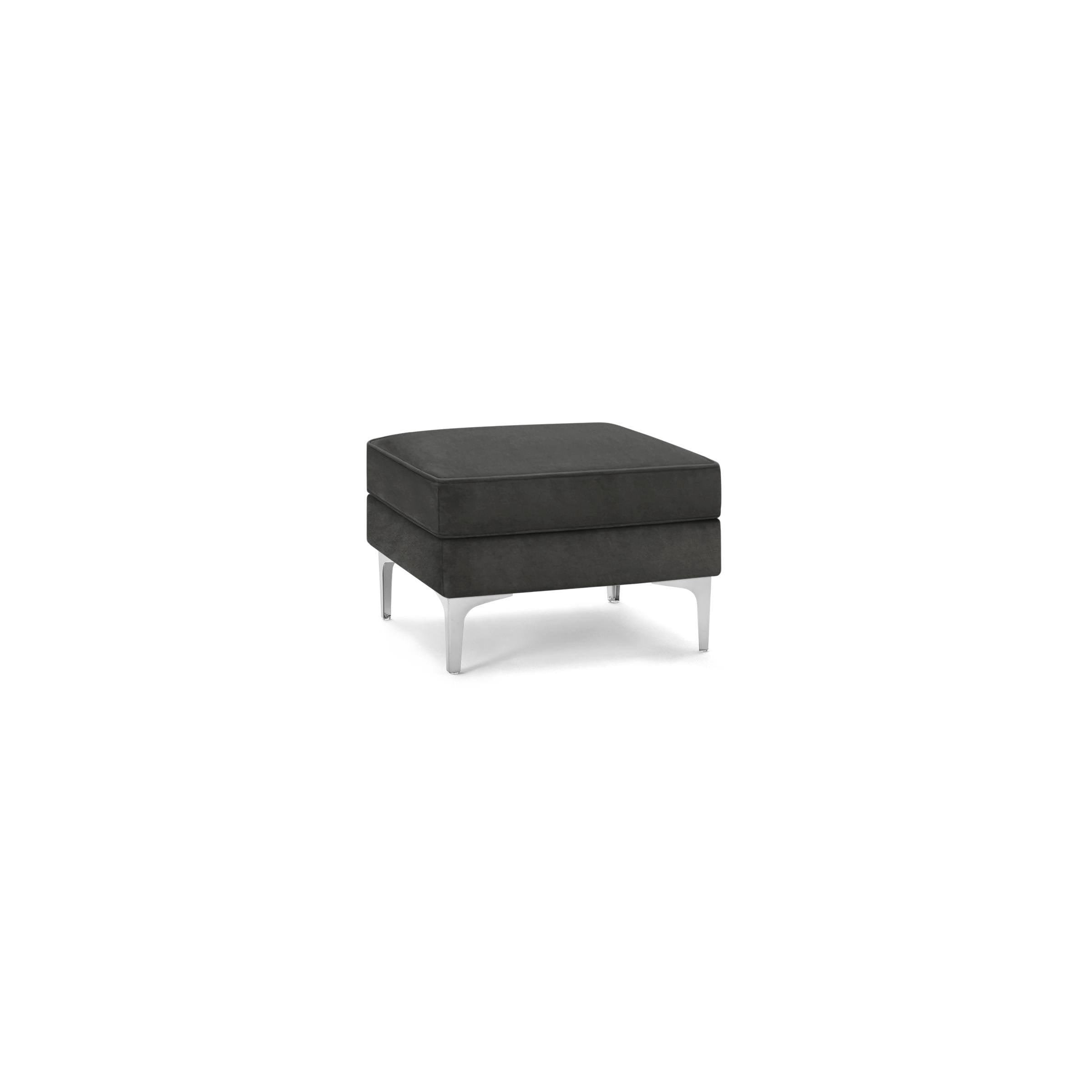 Graphite Gray Ottoman with Chrome Metal Legs N86708