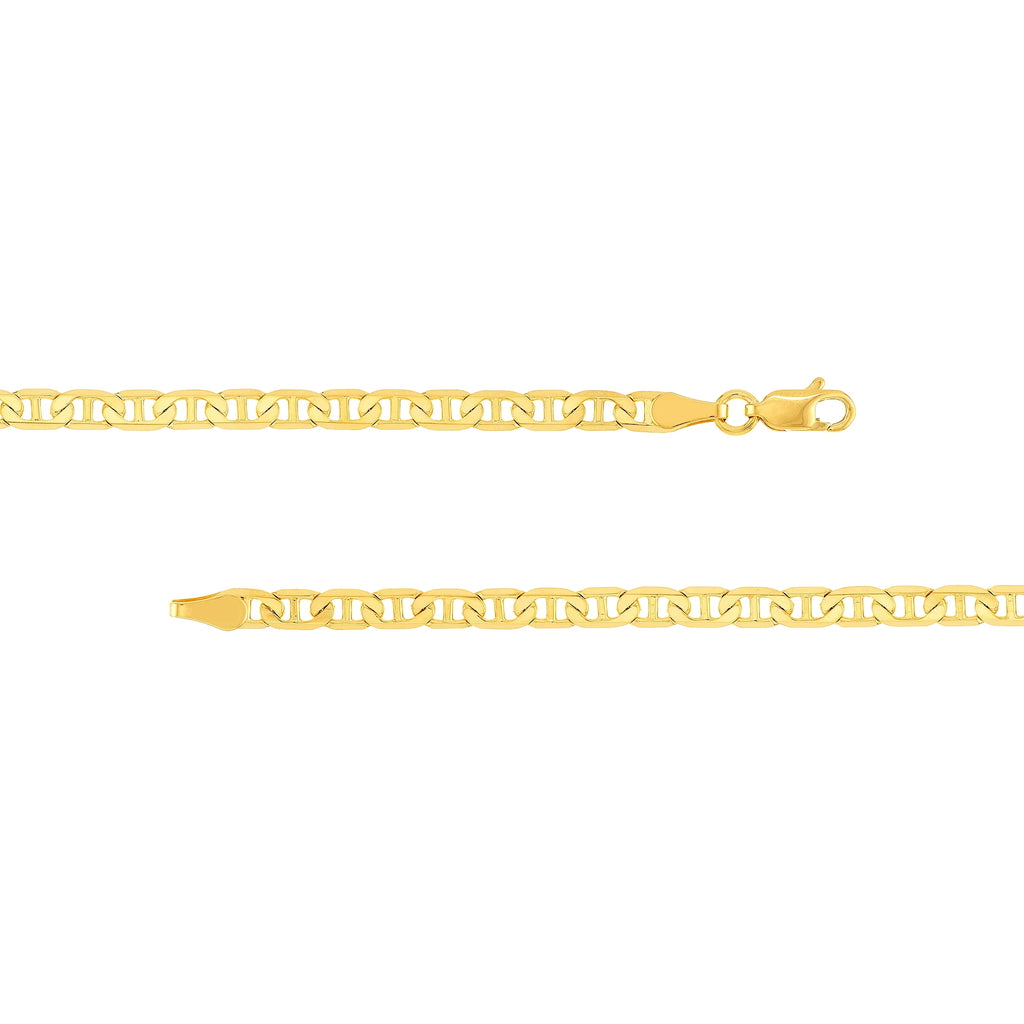 14K Yellow Gold 24" 3.7mm Flat Mariner Chain Necklace K3538