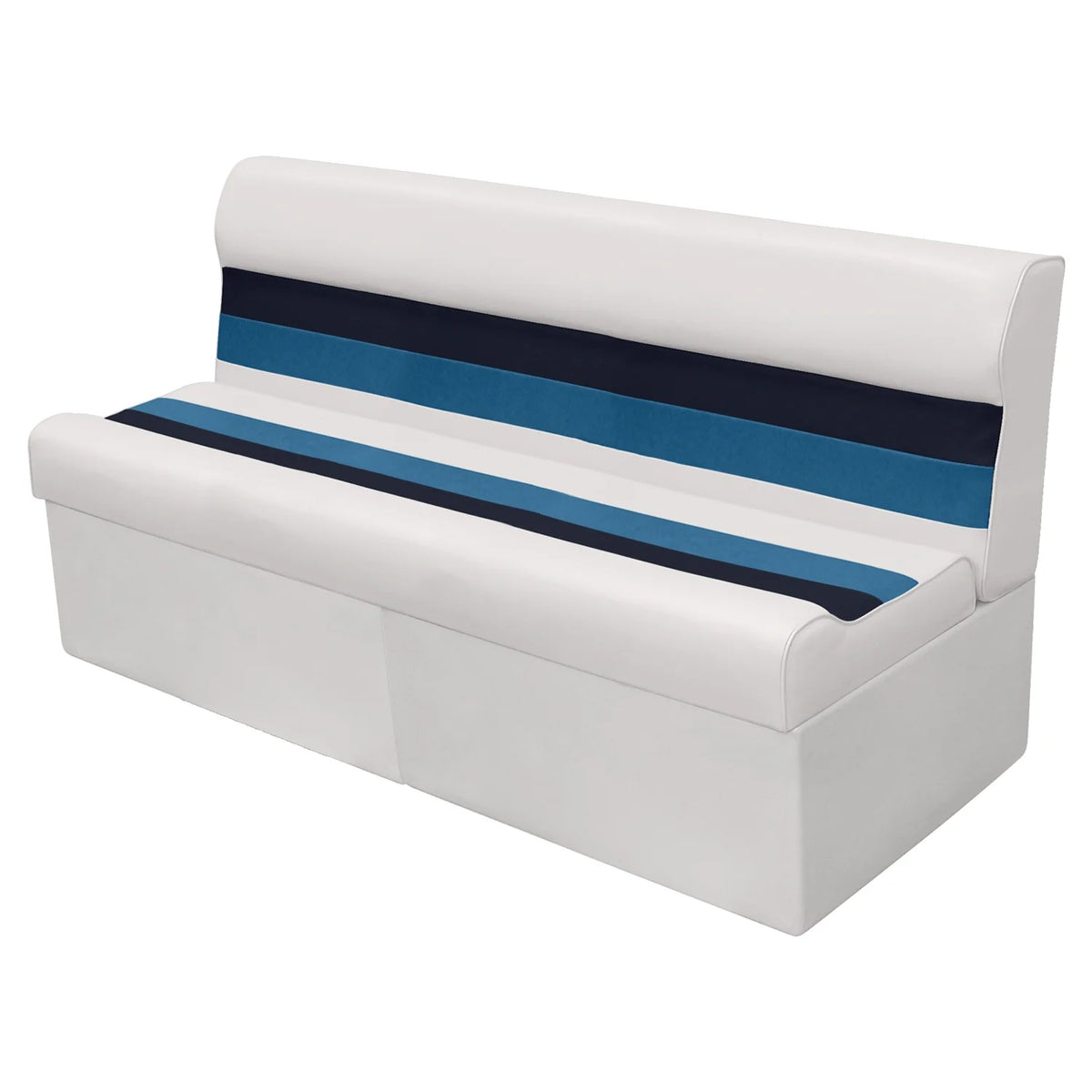 White Navy Blue Pontoon Boat Bench Seat and Backrest Cushion Set D3248
