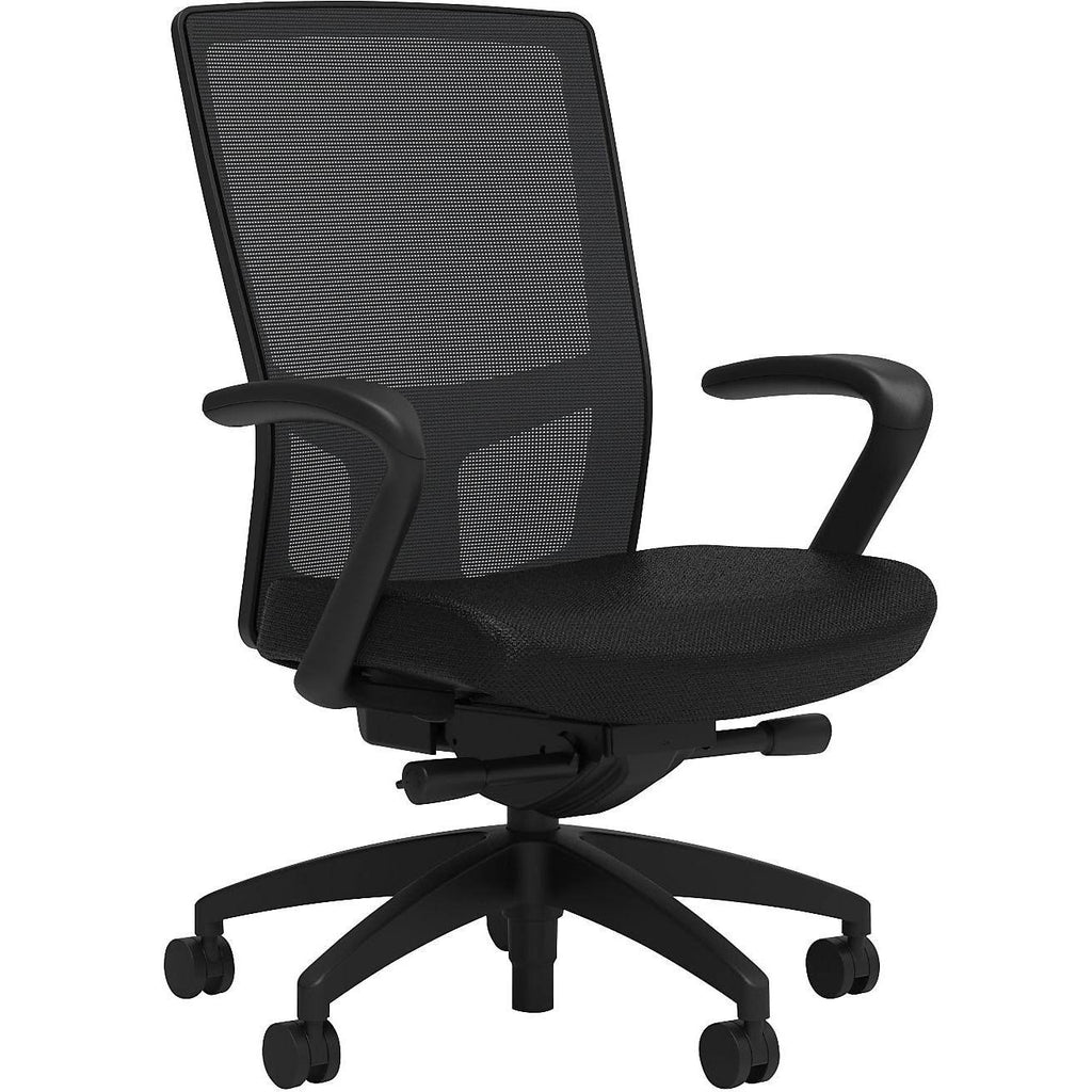 Fabric Task Chair Black Integrated Lumbar Fixed Arms Tilt B501