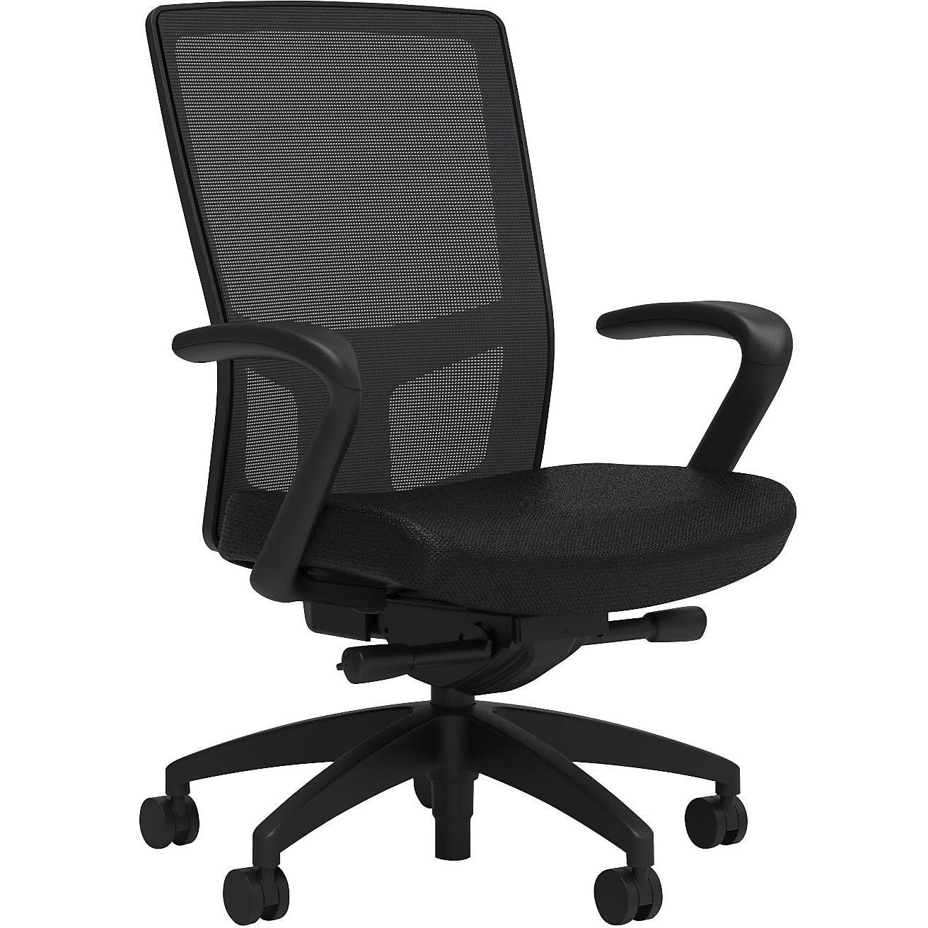 Fabric Task Chair Black Integrated Lumbar Fixed Arms Tilt B501