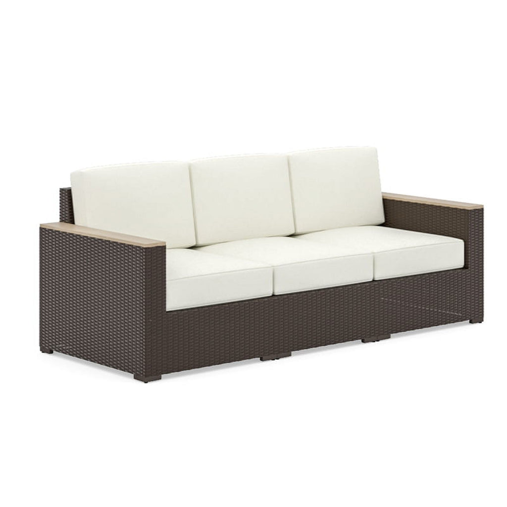 Palm Springs Outdoor Sofa with Arm Chair, Ottoman & Side Table - Brown Q5255