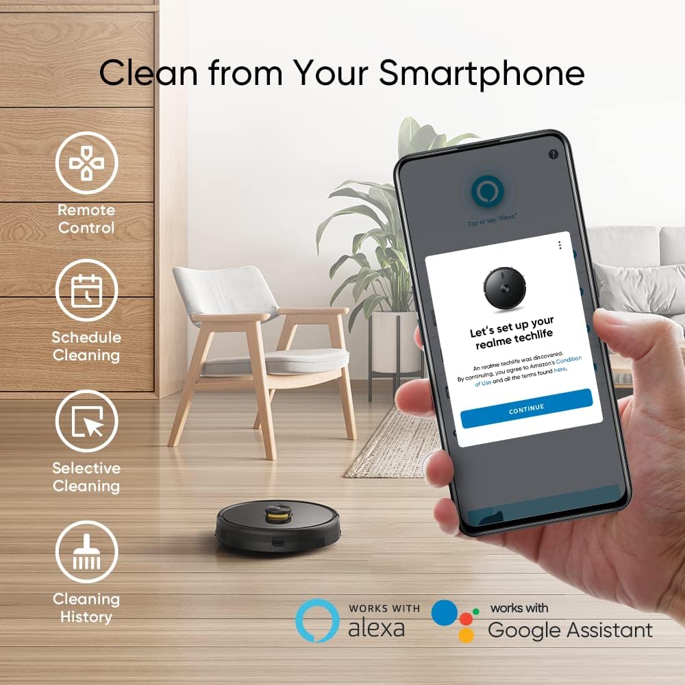 realme Robot Vacuum Cleaner with Lidar Navigation, 3000pa Suction, 180min Runtime H120739