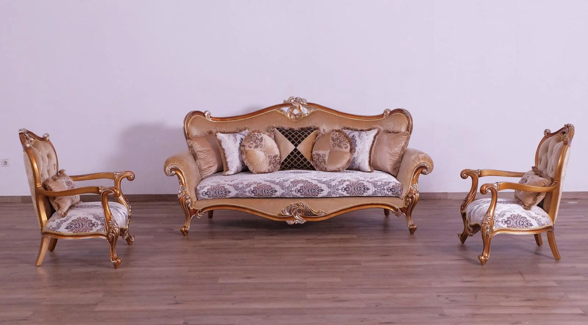 Black & Sand Wood Trim Sofa Set 3 R230