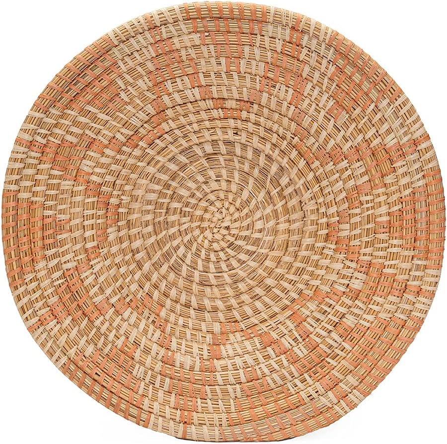 Wall Plate Set of 3, Natural Raffia Woven Wall Basket Decor, Dark Gray Pack of 2 L75772