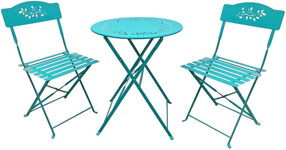 Grey 3 Piece Patio Bistro Set with Folding Chairs B287213