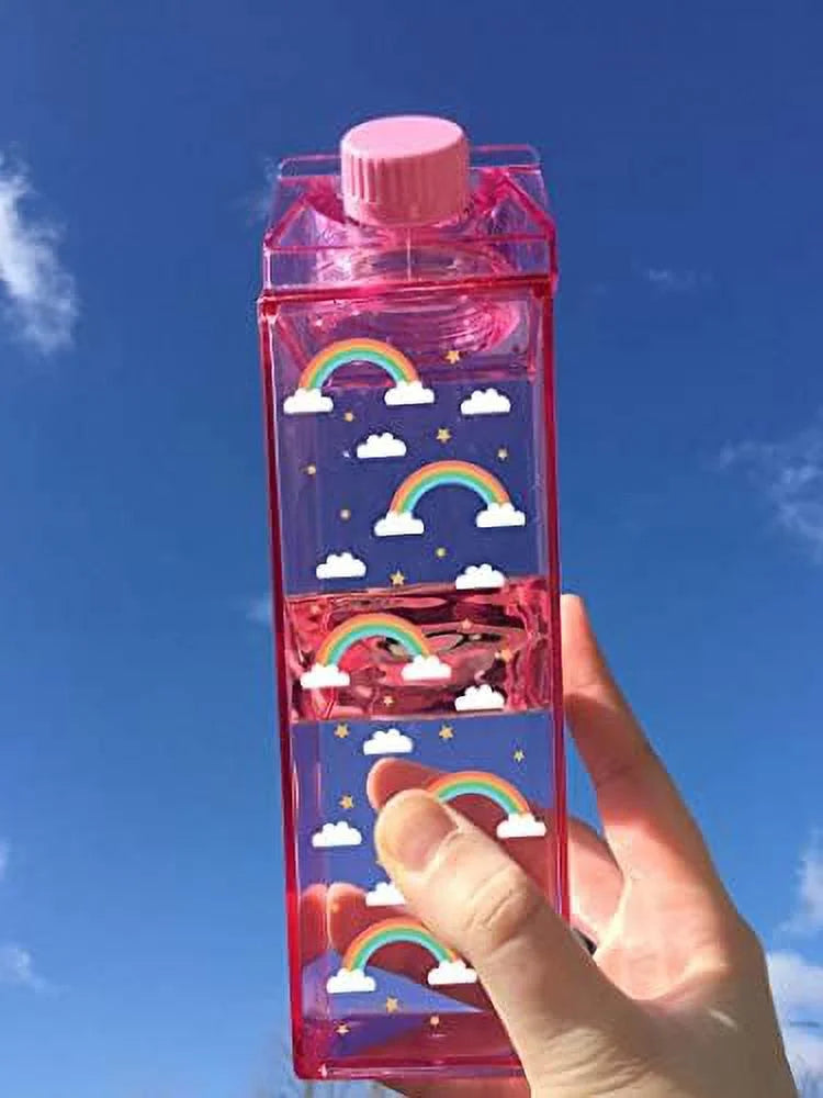 Rainbow Pattern Milk Carton Water Bottle 500ml 16.9oz G653834