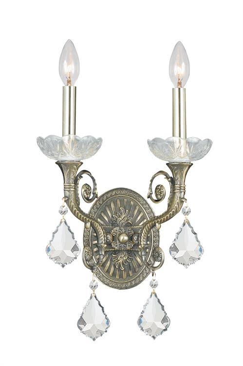 2 Light Crystal Brass Sconce N877368