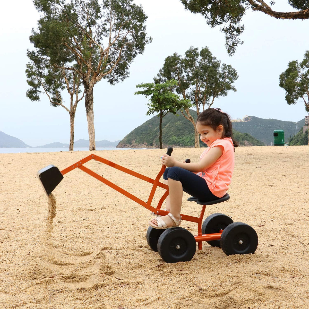 Ride On Sand Digger Excavator Toys with 8 inches Wheels and 360° Rotation Seat L107041