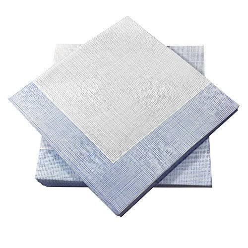 White with Blue Threads Disposable Napkins 16x16 Inches 600 Count K944712