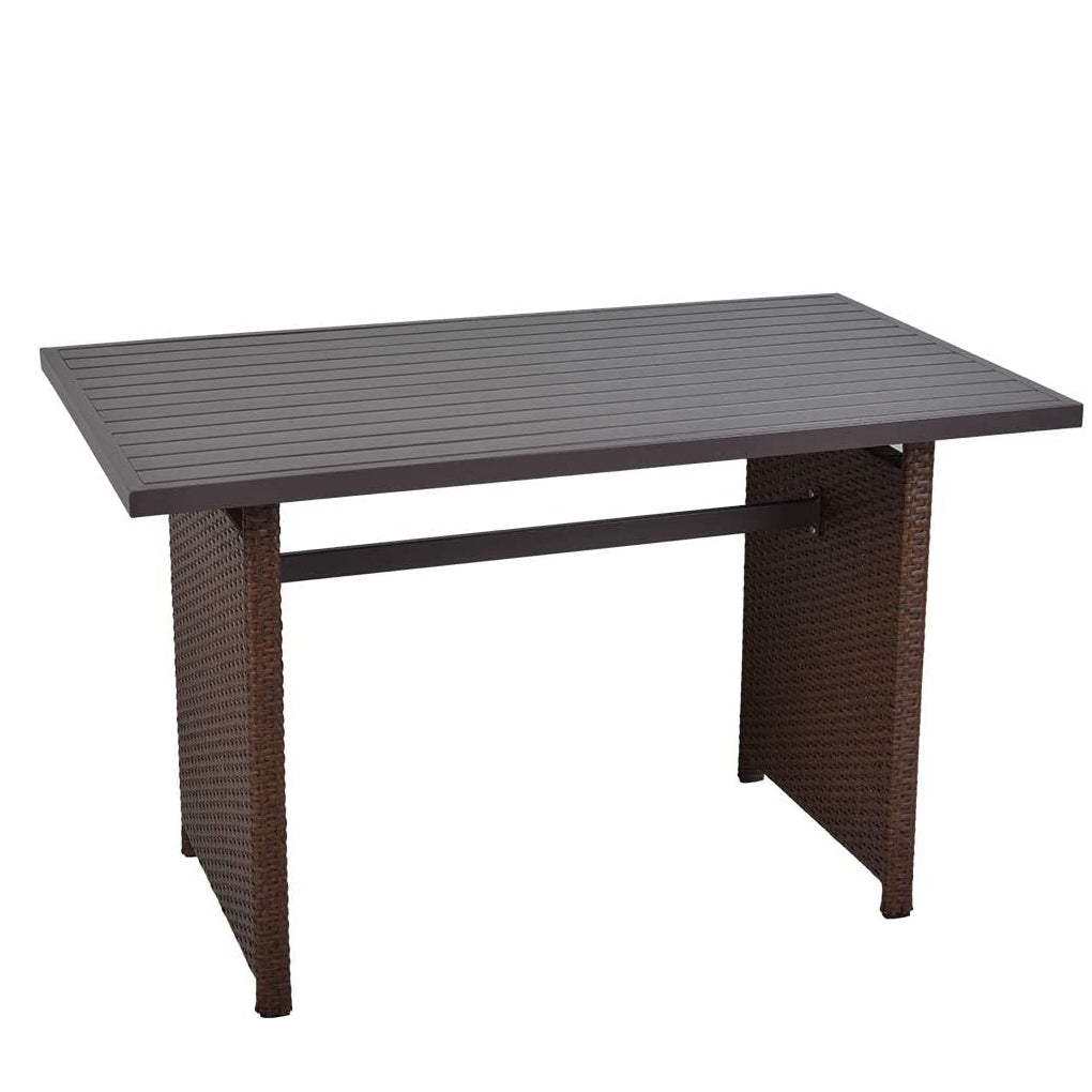 Brown Metal and PE Wicker Patio Dinner Table B525
