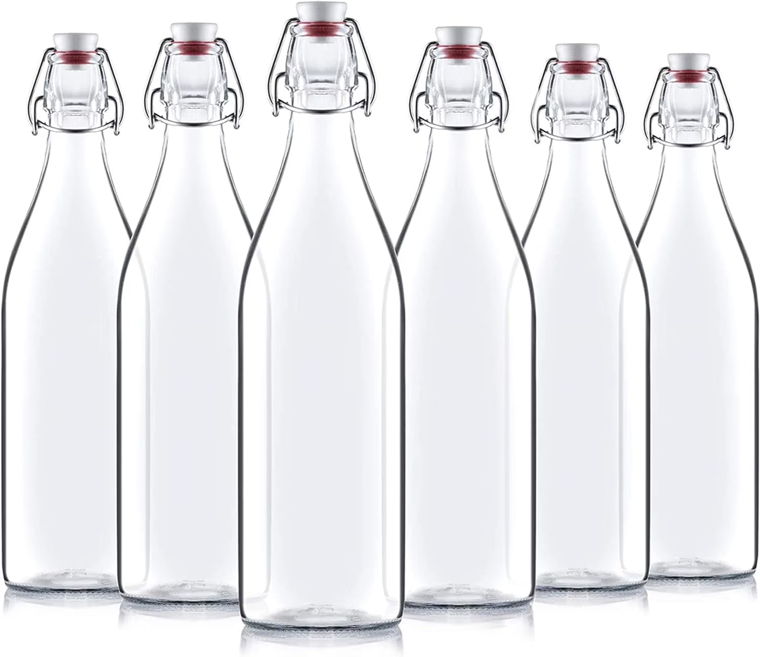 33 ¾ Ounce 1 Liter 6 Pack Clear Glass Swing Top Bottles With Stopper C529208