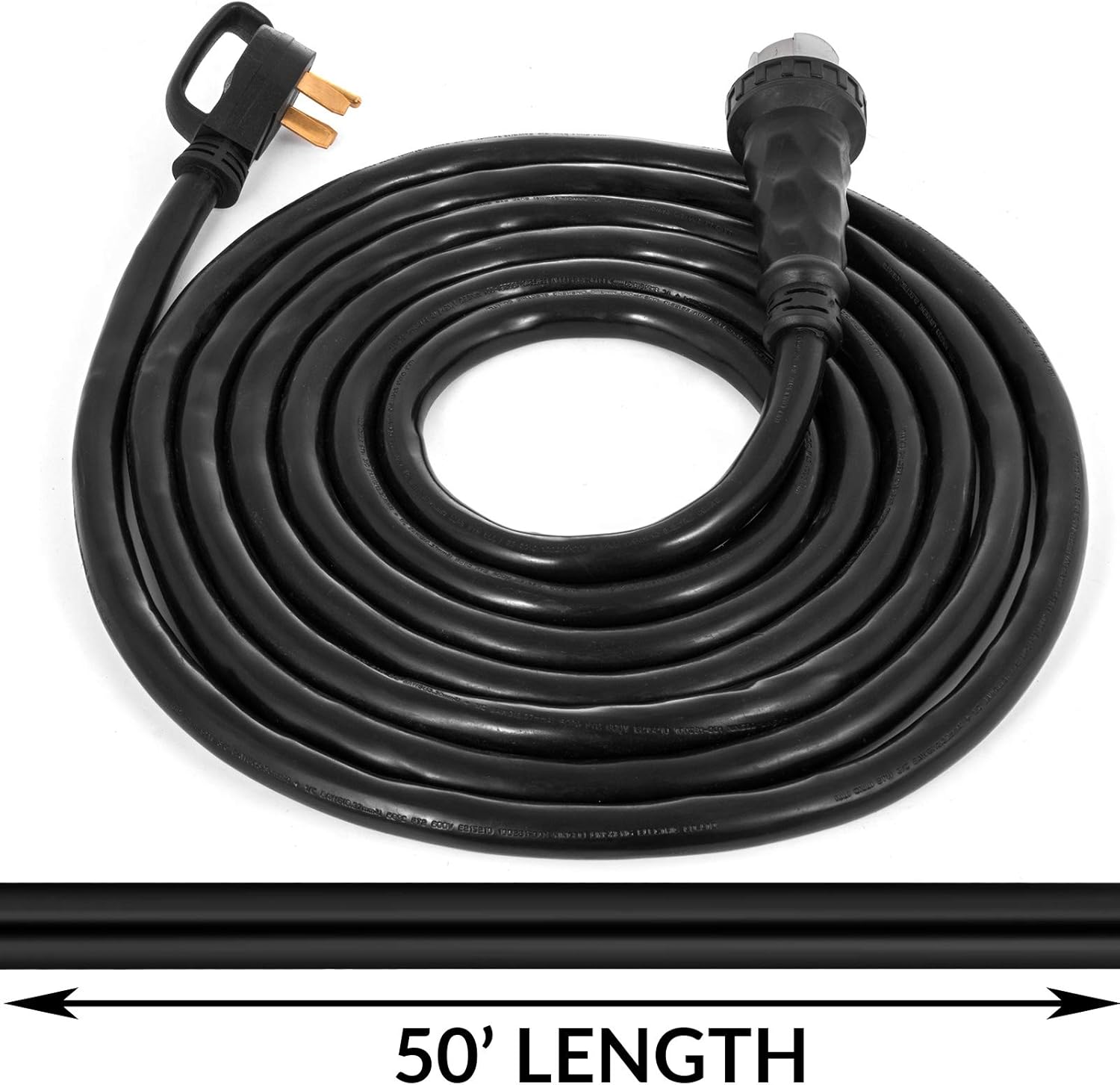 50FT 50 AMP Weatherproof Heavy Duty Twist Lock RV Extension Cord O7936