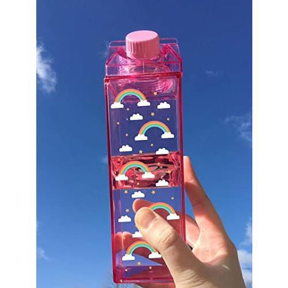 Rainbow Pattern Milk Carton Water Bottle 500ml 16.9oz G653834