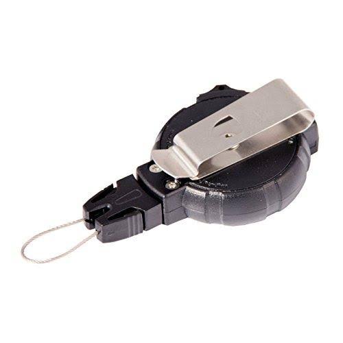 Large Retractable Gear Tether with Rotating Clip, 48 inch Kevlar Cord, Black Polycarbonate Case B905471