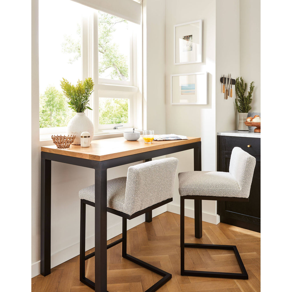 White Parsons Counter Table with White Quartz Top X210