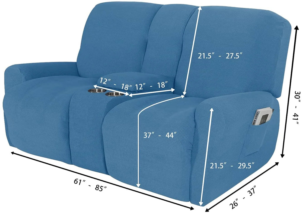 8 Pieces Velvet Reclining Love Seat Slipcover with Cup Holders L1560