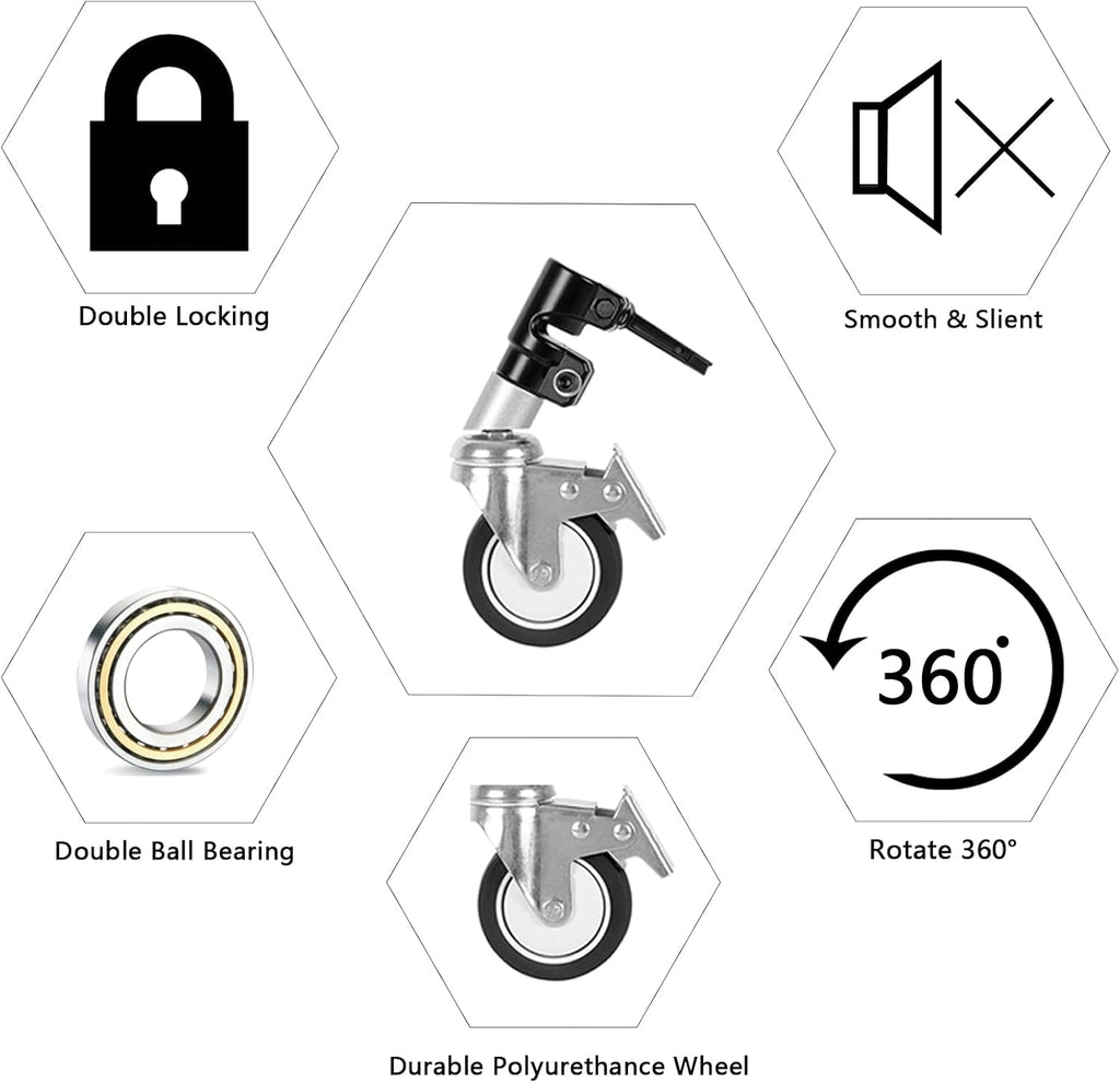 3pcs All Metal Swivel Caster Wheels Set with Brake Q35454