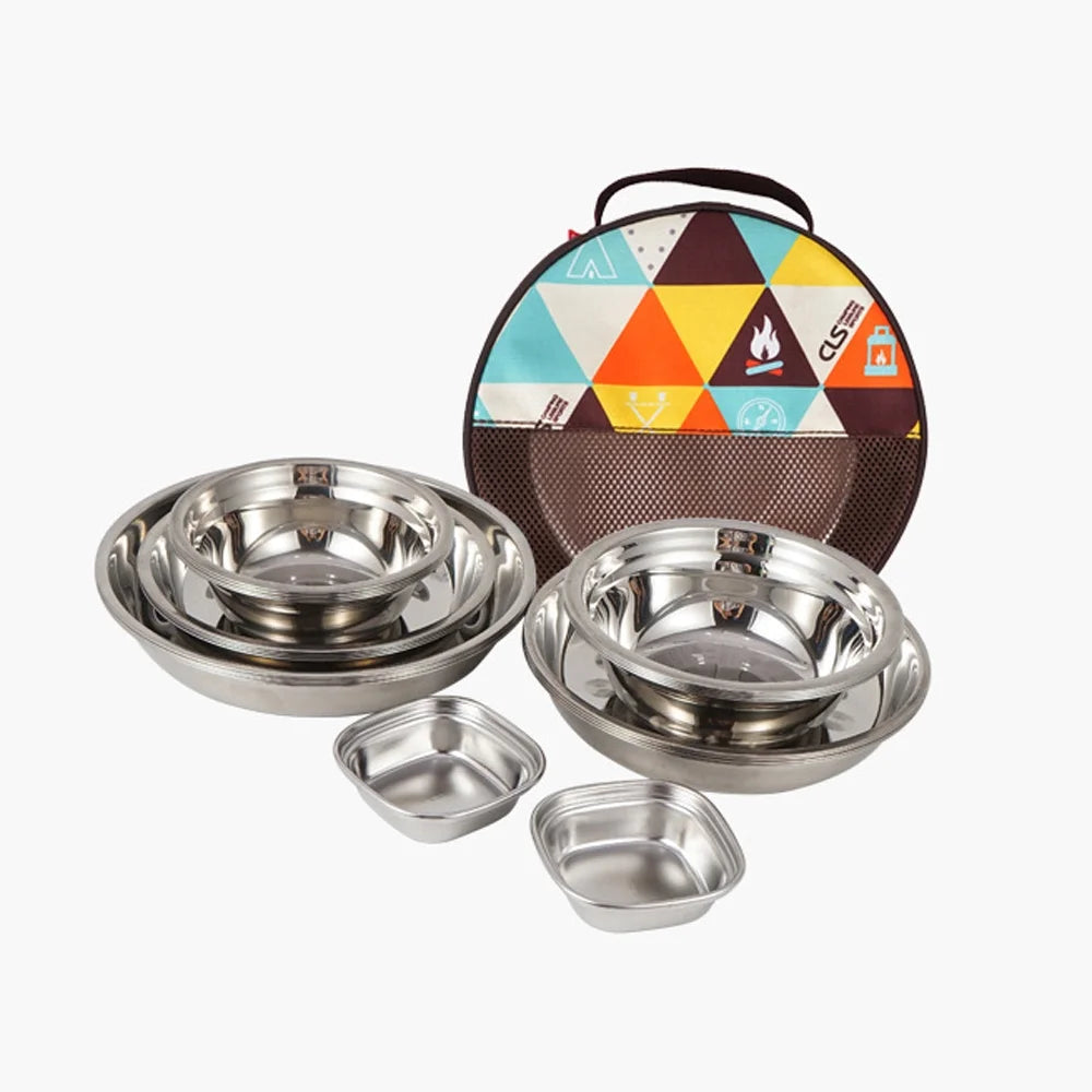 22PCS Portable Stainless Steel Camping Tableware Set with Storage Bag O8812