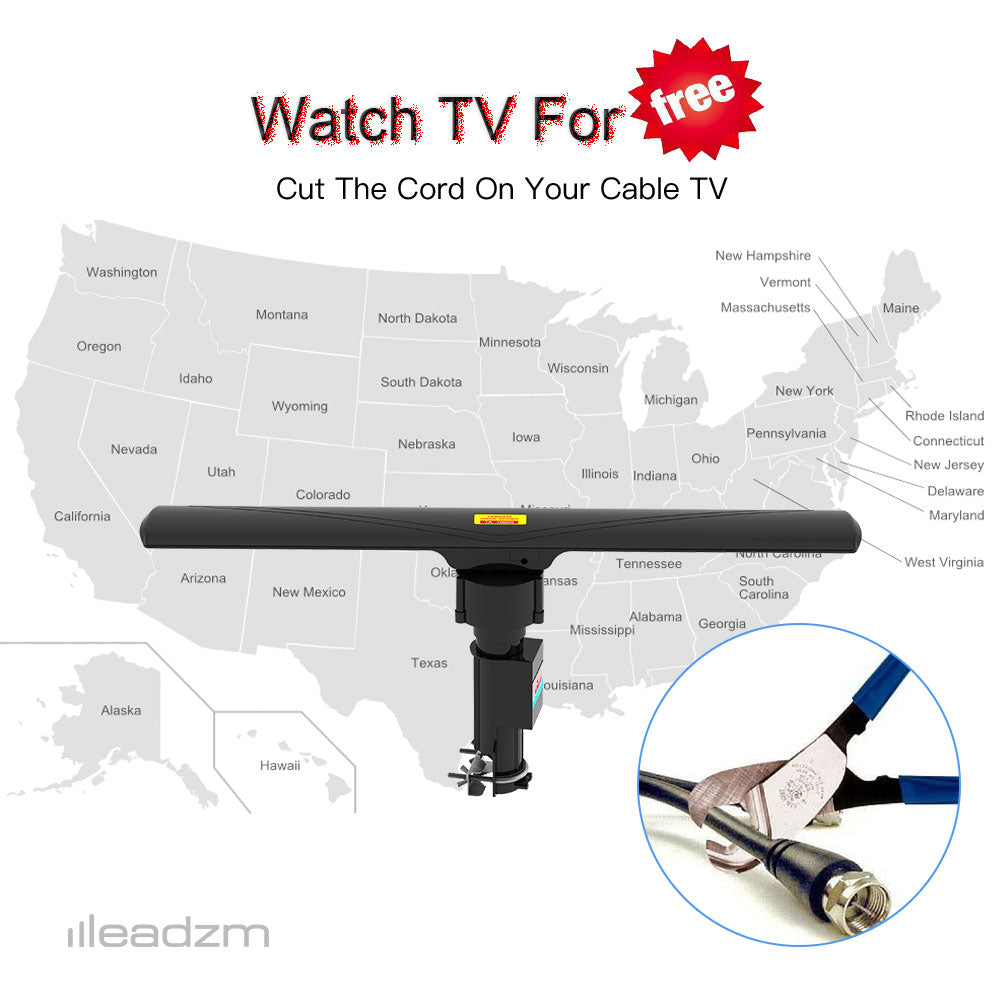 360° Rotation Dual-band Digital Antenna 40-860MHz 20±3dB Black M559