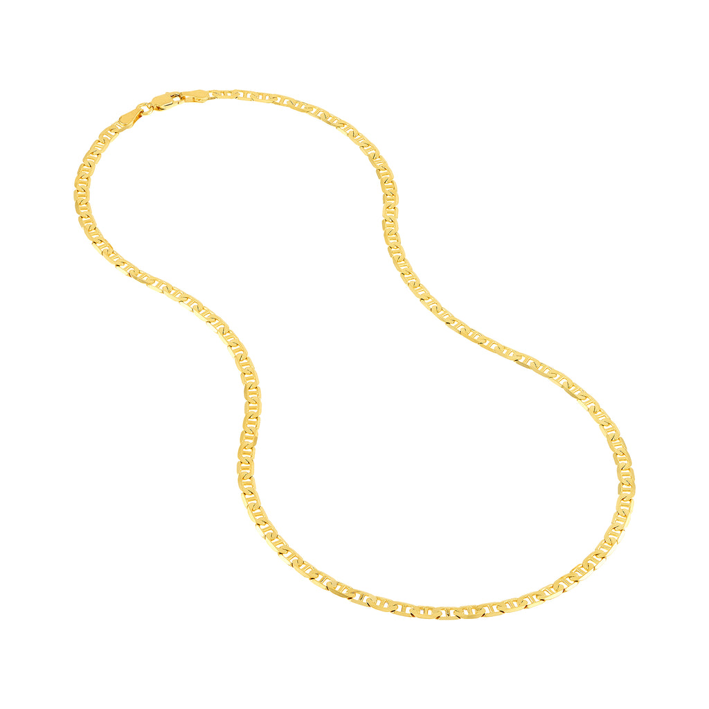 14K Yellow Gold 24" 3.7mm Flat Mariner Chain Necklace K3538