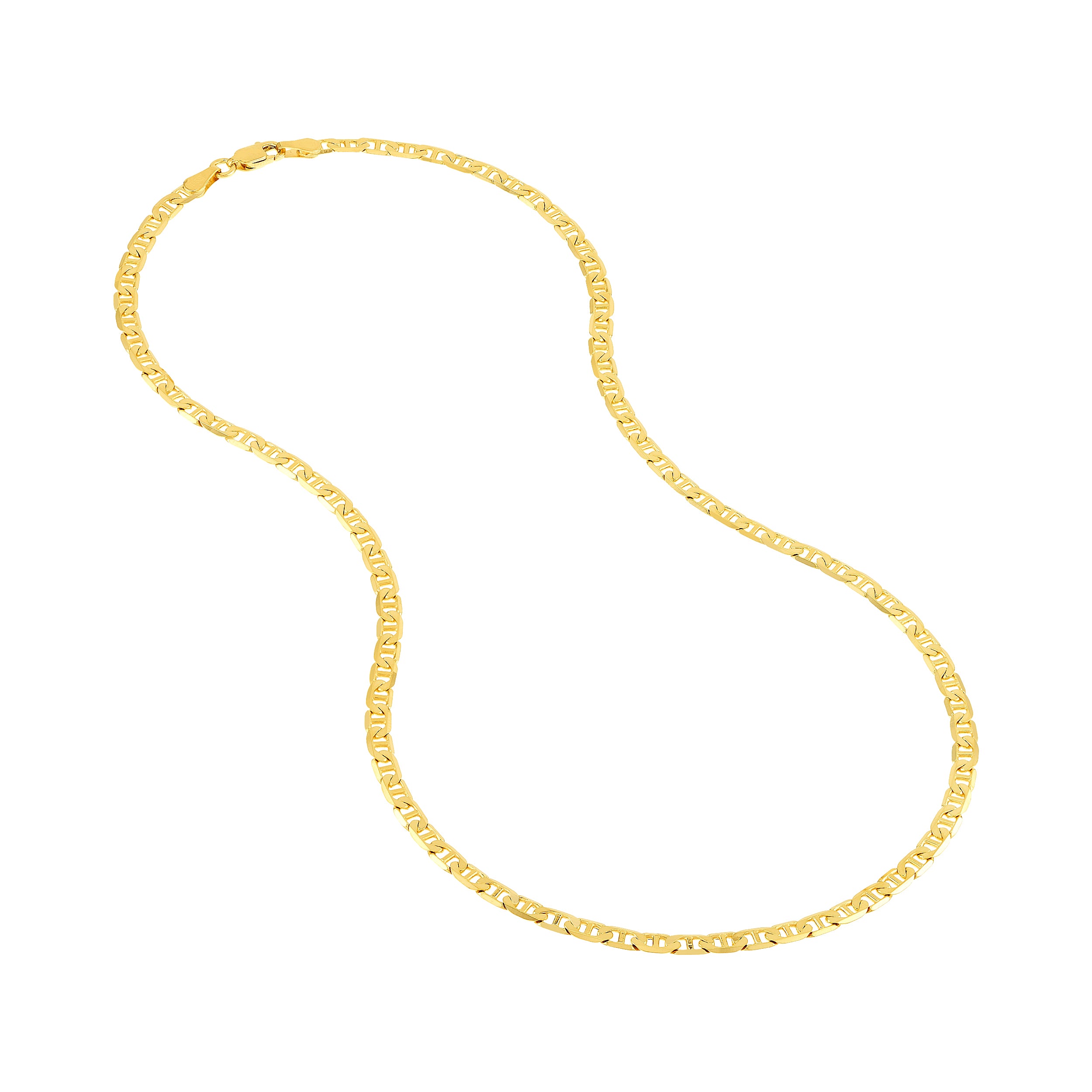 14K Yellow Gold 24" 3.7mm Flat Mariner Chain Necklace K3538