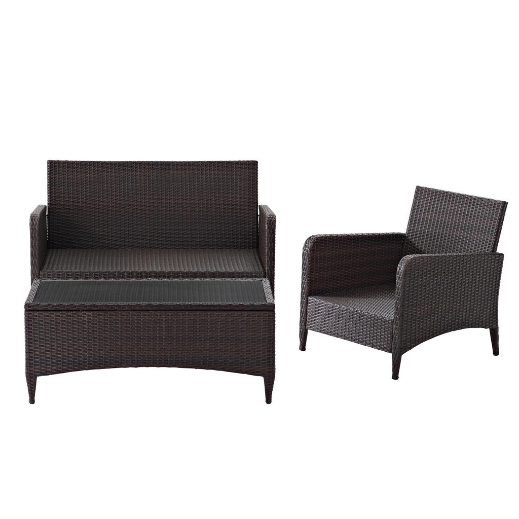3Pc Outdoor Wicker Conversation Set Sangria/Brown V921517