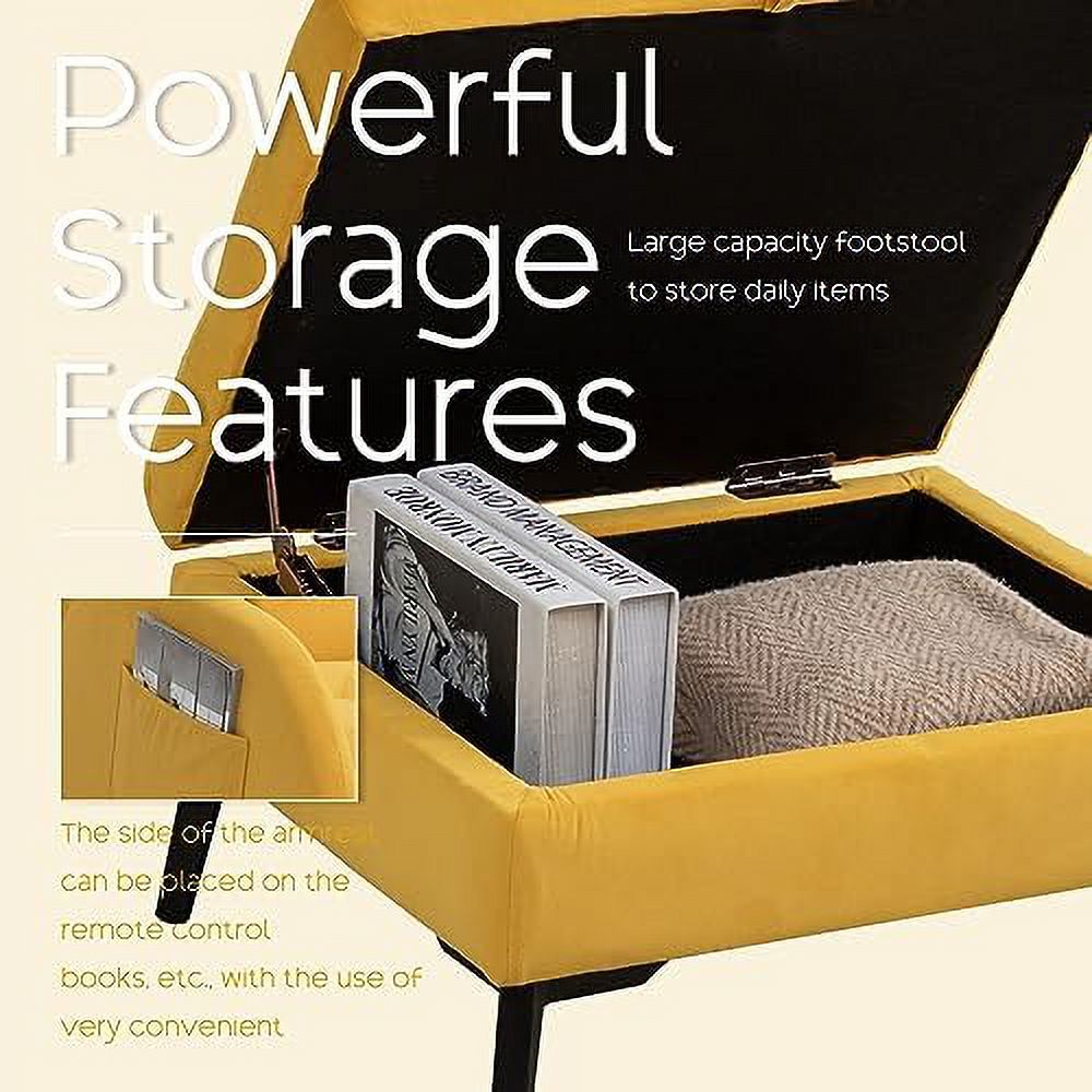 Yellow Velvet Accent Chair with Ottoman C2533