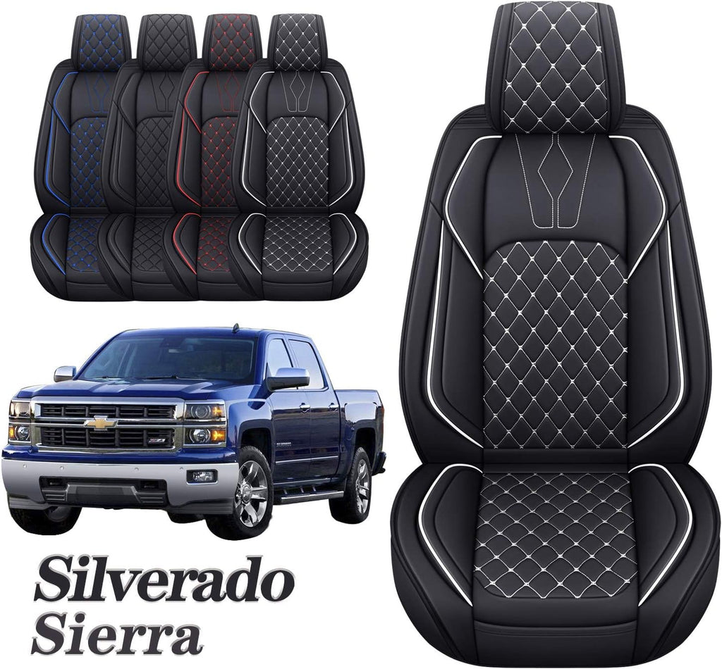 Black and Blue Waterproof Leather Car Seat Covers Full Set N948