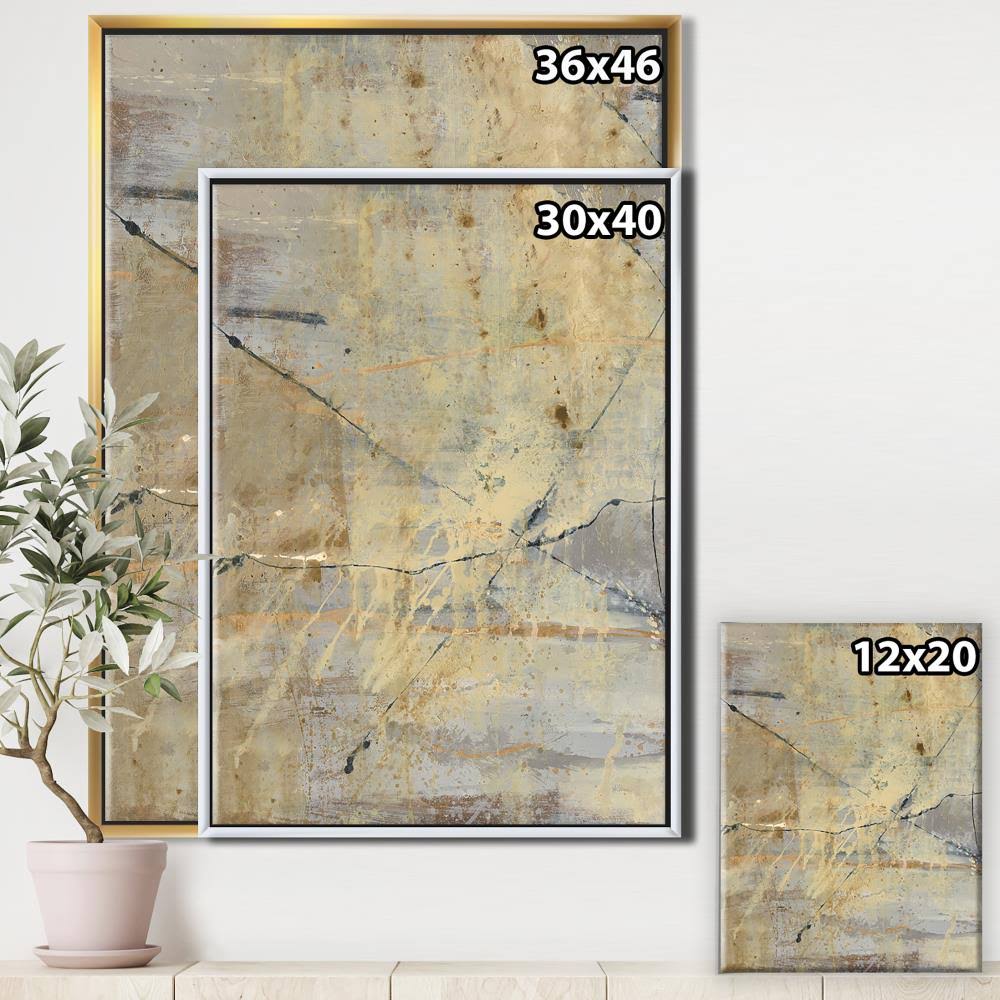 Geometric Cream Block Framed Canvas, 16 inch x 32 inch B763