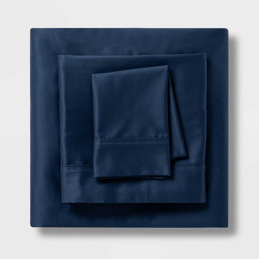 California King Metallic Blue 400 Thread Count Sheet Set Y4639
