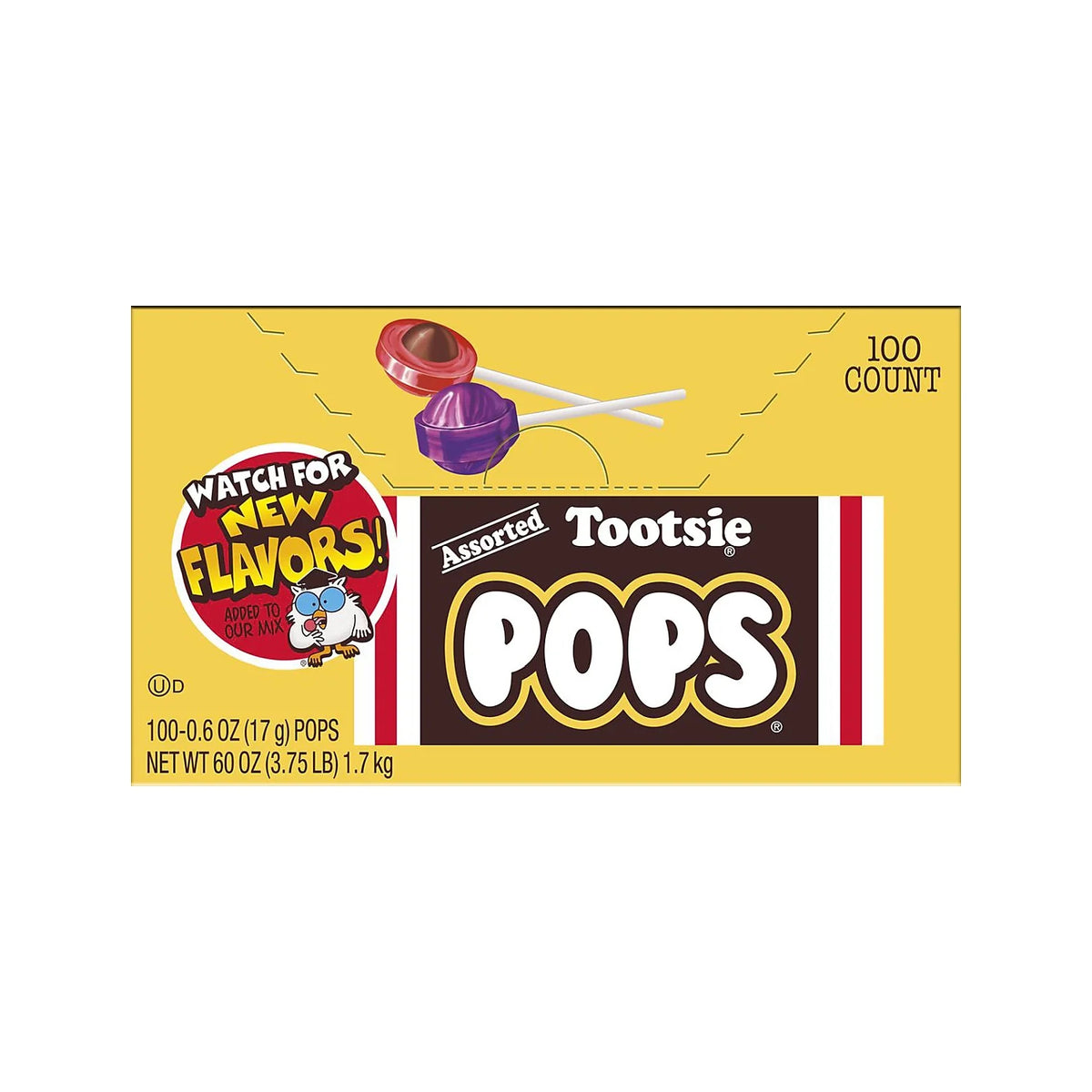 Assorted Flavors Tootsie Pops, 0.6 oz, 100/Box G167203