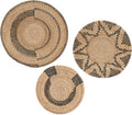 Wall Plate Set of 3, Natural Raffia Woven Wall Basket Decor, Dark Gray Pack of 2 L75772