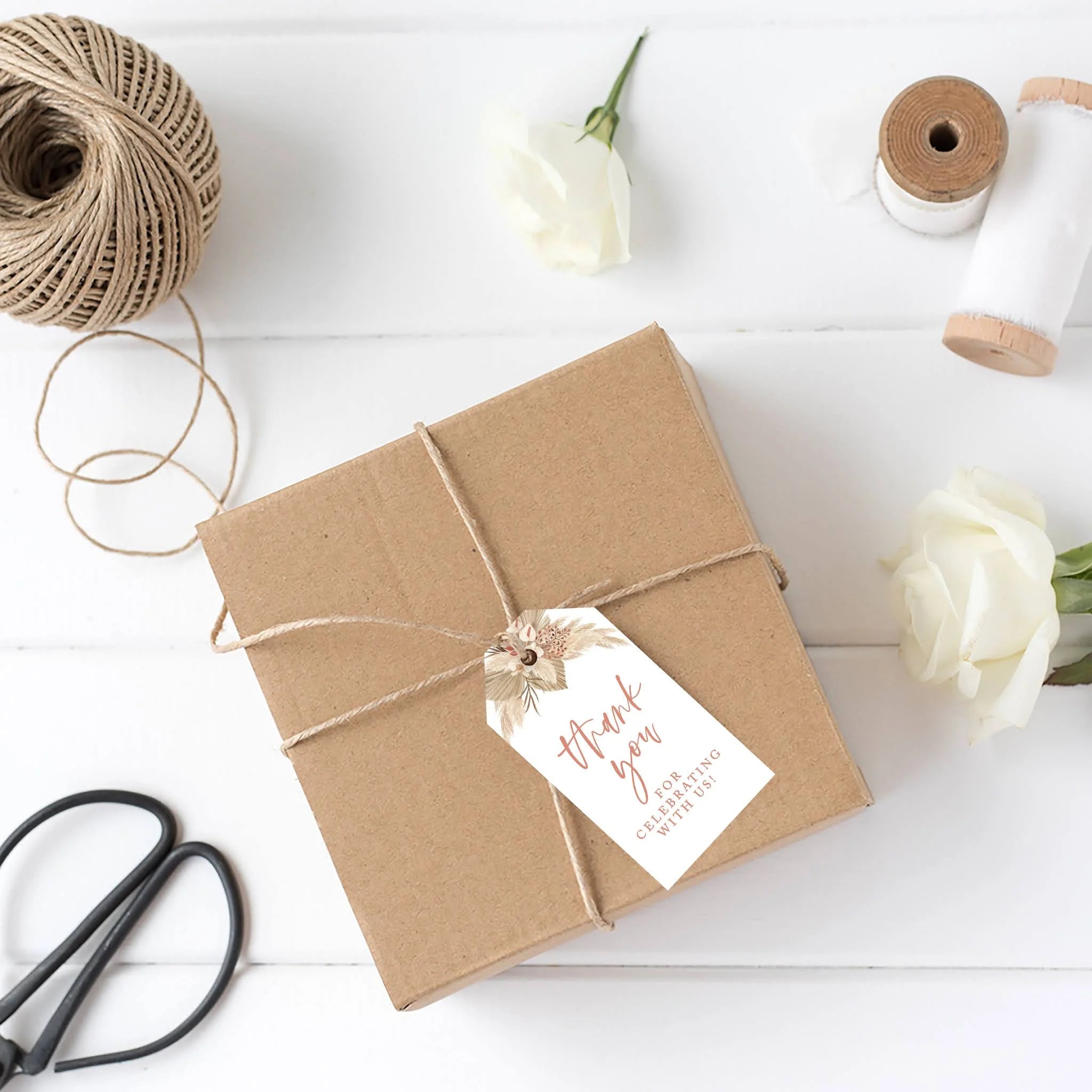 Boho Dried Palm Leaves Cardstock Tags with Bakers 100-Pk H636