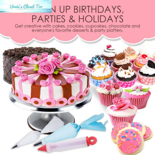 78 Piece Cake Decorating Supplies Kit with Aluminium Rotating Turntable Stand F359