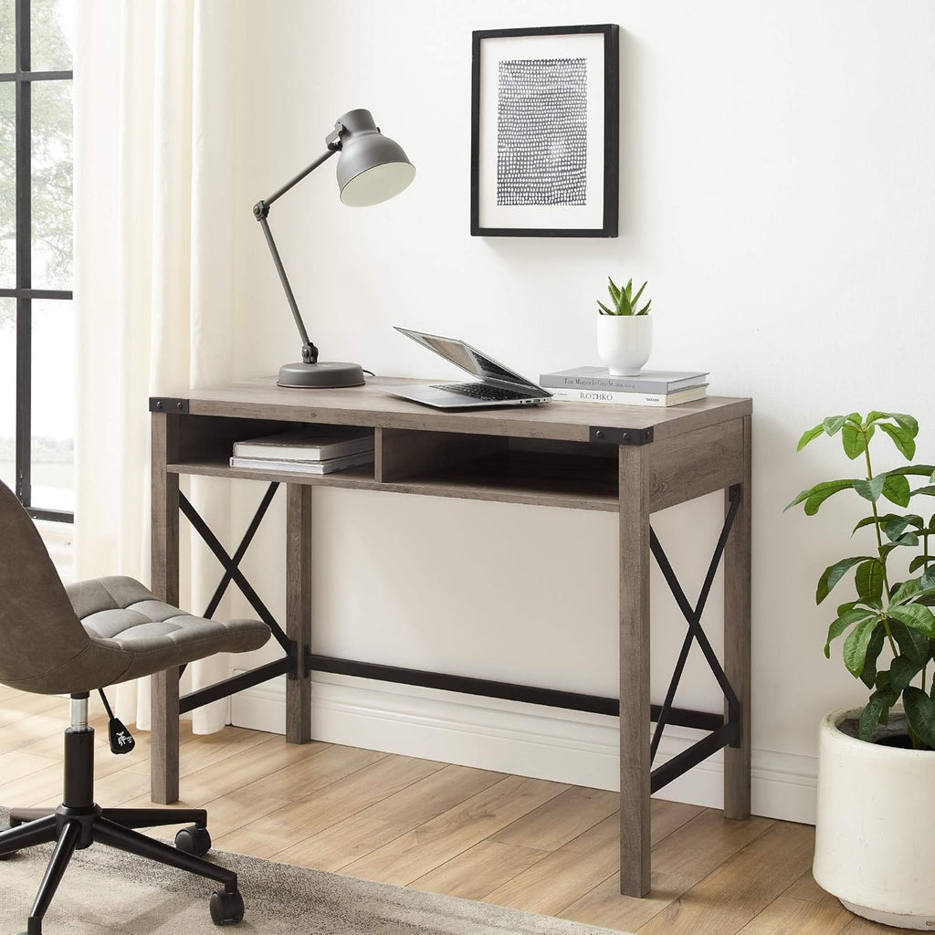Grey Wash Metal Writing Desk H8116