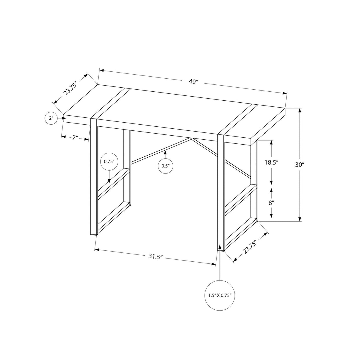 Walnut Black Metal Computer Desk B630449