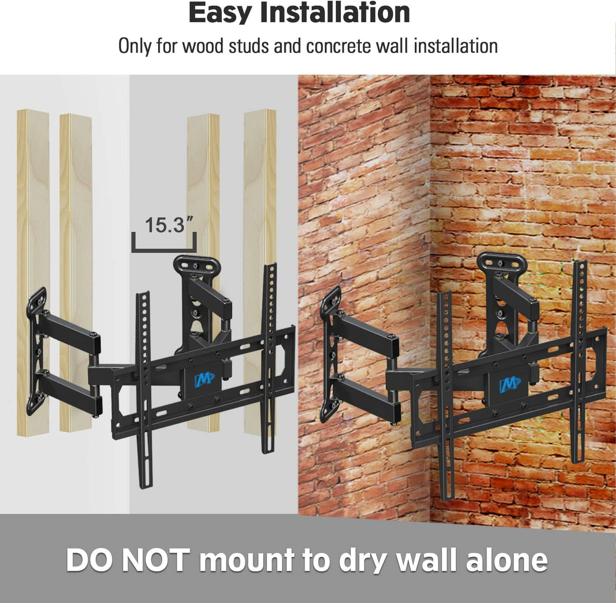 Full Motion Corner TV Wall Mount Bracket for 26-50 Inch LED, LCD, OLED Flat Panel Screen TV, Swivel Articulating Arms, VESA 400x400mm, 99 LBS, Tilting, Pack of 2 C960577