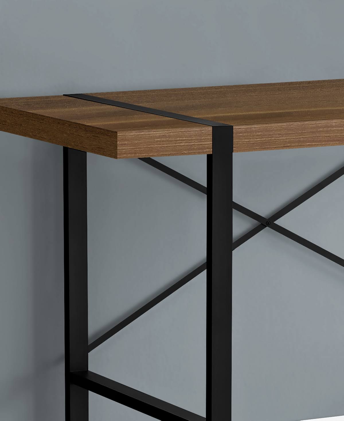 Walnut Black Metal Computer Desk B630449