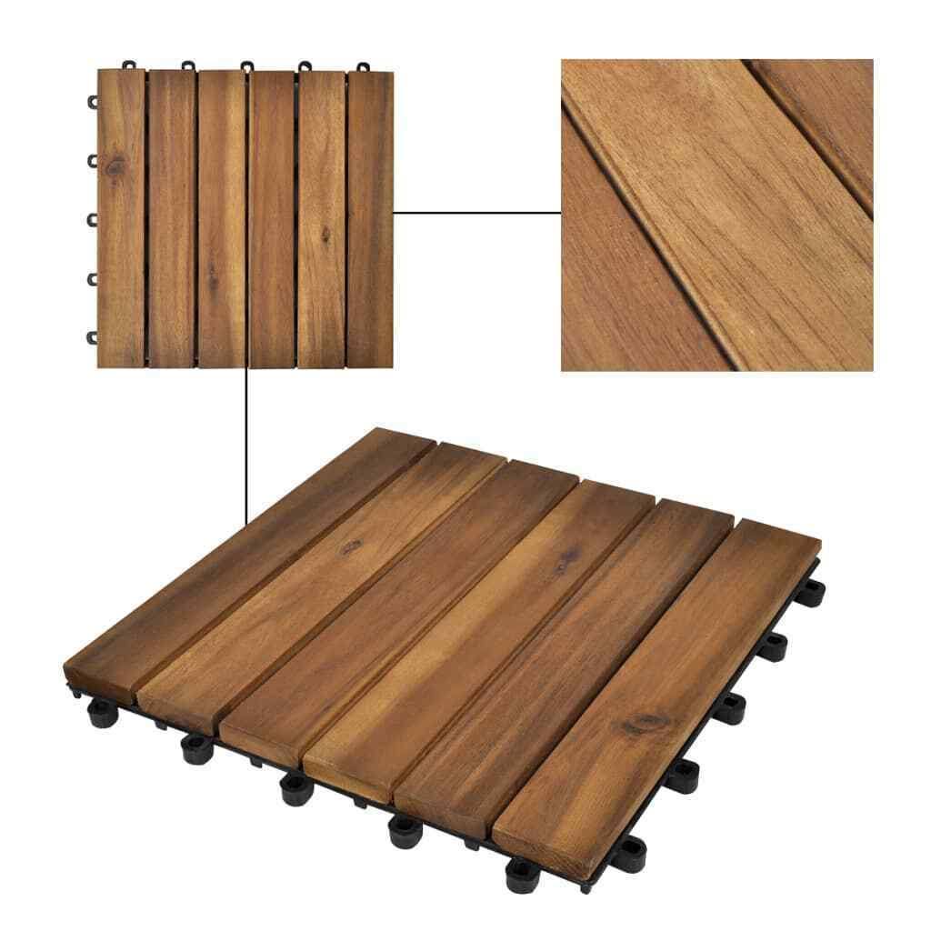 10 Pcs Acacia Decking Tiles V7107